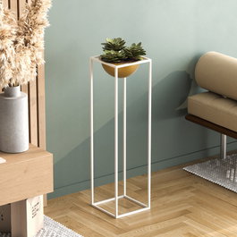 Aberto Design Maceta Decorativa GED-020-C Blanco y Dorado